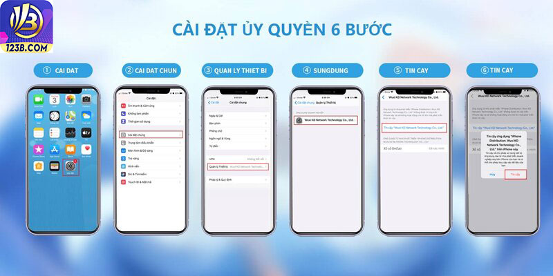 Thực hiện 6 bước cài đặt uỷ quyền app